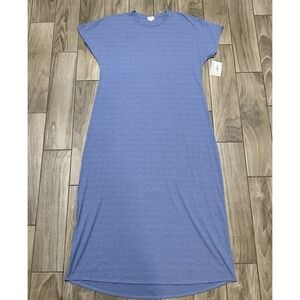 Lularoe Maria Dress‎ Women's Maxi Ribbed Solid Blue 24/26 New Long Cotton NWT